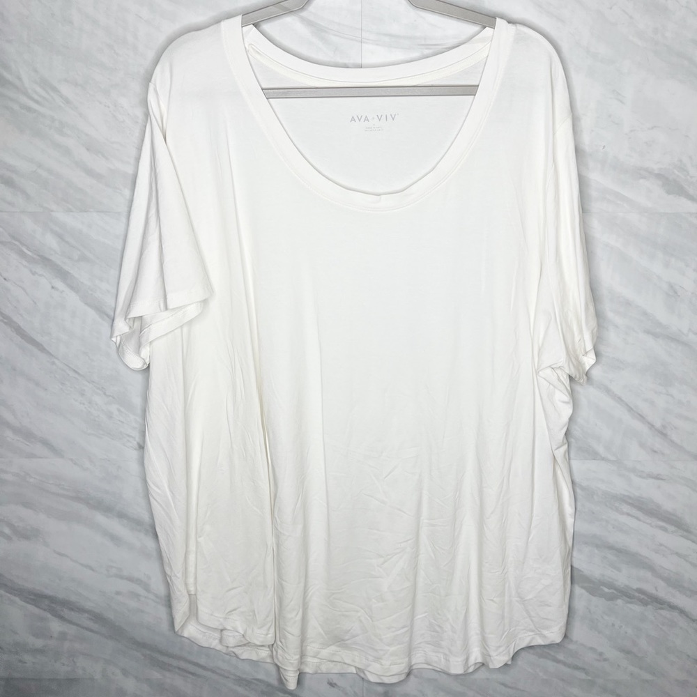 Ava & Viv Basic White Flow Tee 3X